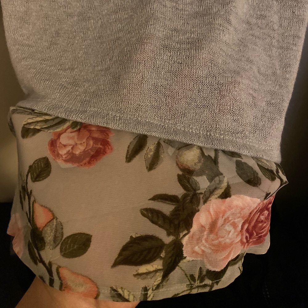 NY&C Loose Grey Sweater with Floral Print